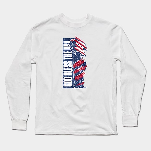 God Bless the USA Lady Liberty Long Sleeve T-Shirt by Contentarama